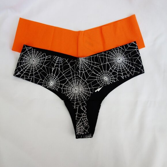 Victoria's Secret PINK 2-Pack NO-SHOW Thong Halloween Ghost Panties (S) NWT! - Picture 2 of 10